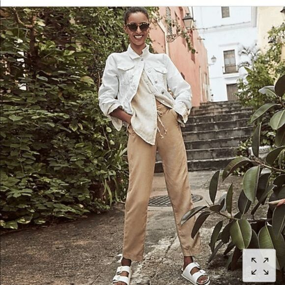 J. CREW | Tie-Waist Seaside Pants Tan XXL GUC B40 - Picture 1 of 6